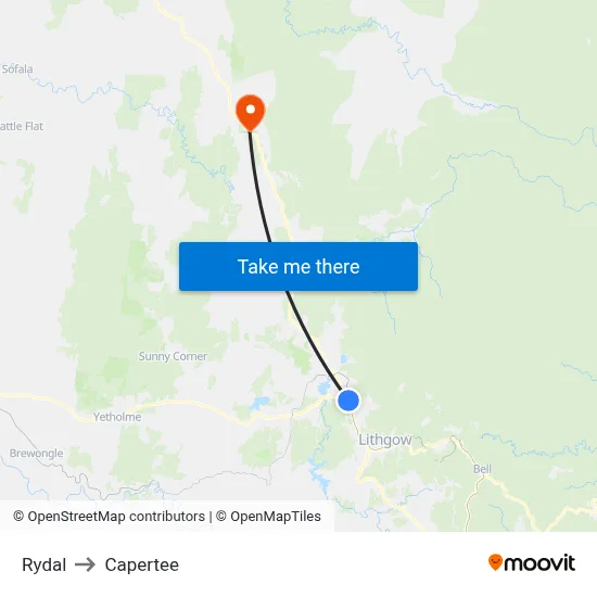 Rydal to Capertee map