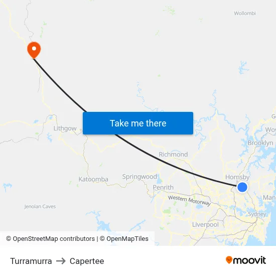 Turramurra to Capertee map