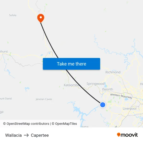 Wallacia to Capertee map