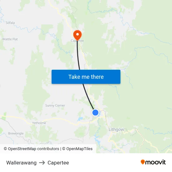 Wallerawang to Capertee map