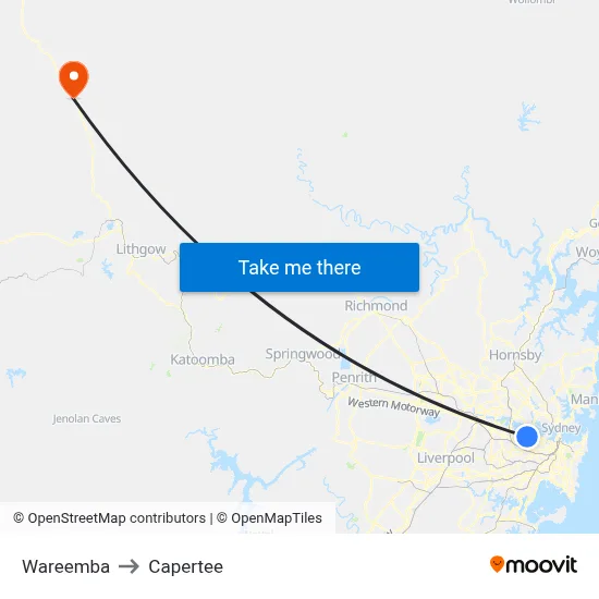 Wareemba to Capertee map