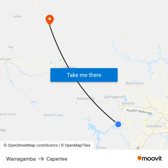 Warragamba to Capertee map