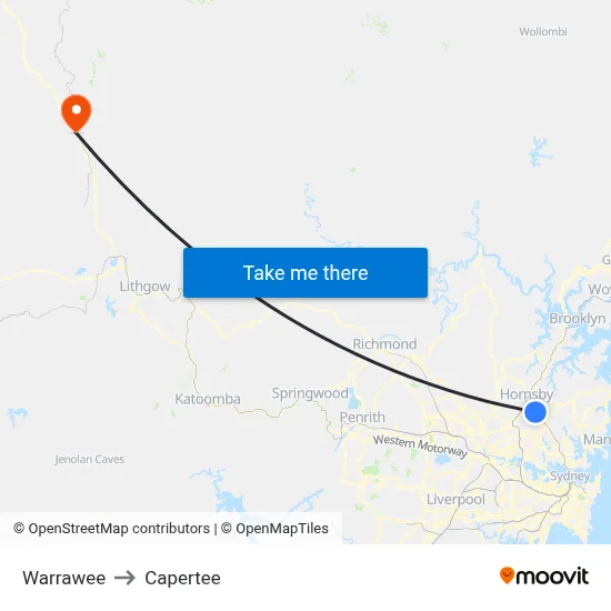 Warrawee to Capertee map