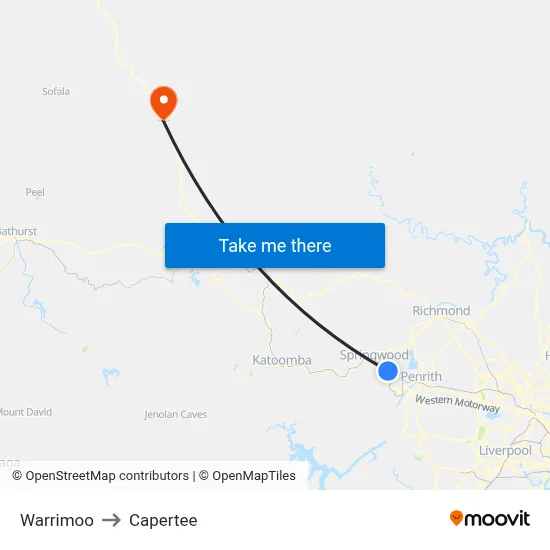 Warrimoo to Capertee map