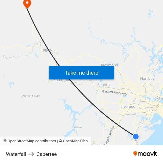 Waterfall to Capertee map