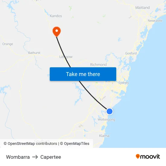 Wombarra to Capertee map