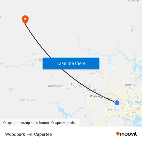 Woodpark to Capertee map