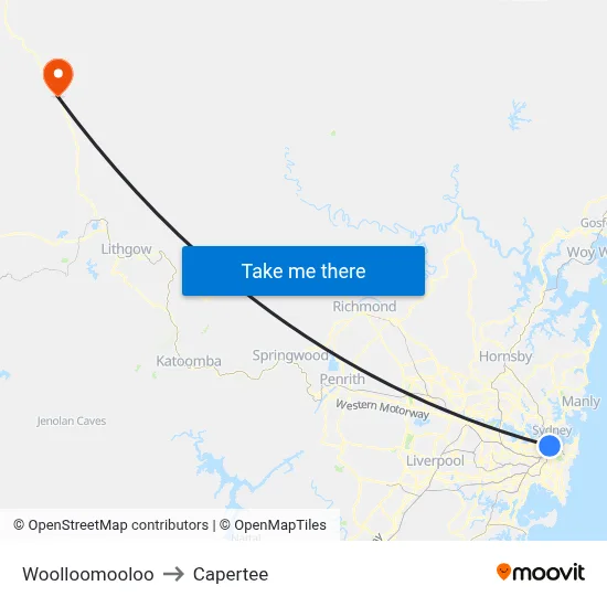 Woolloomooloo to Capertee map