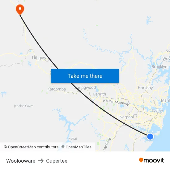 Woolooware to Capertee map