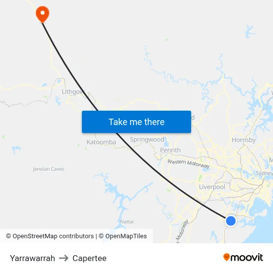 Yarrawarrah to Capertee map