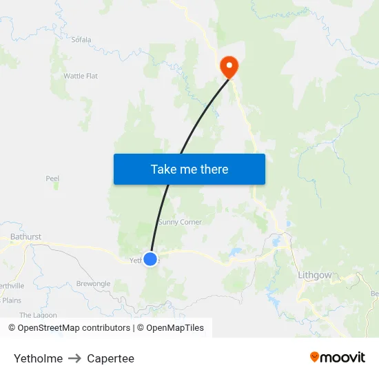 Yetholme to Capertee map