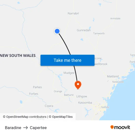 Baradine to Capertee map