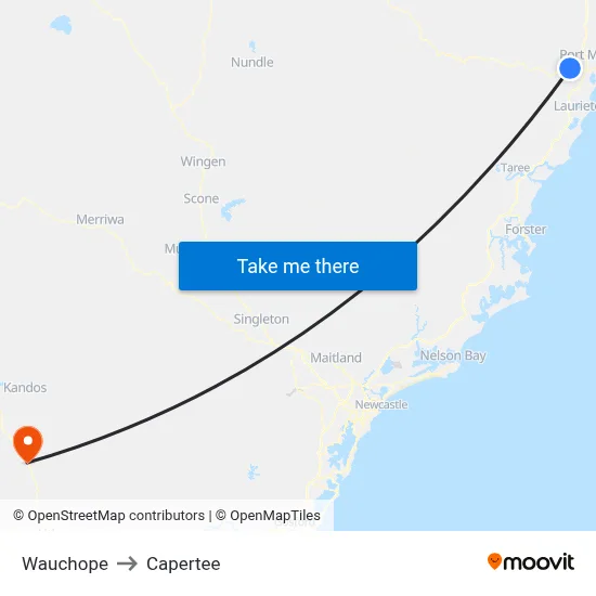 Wauchope to Capertee map
