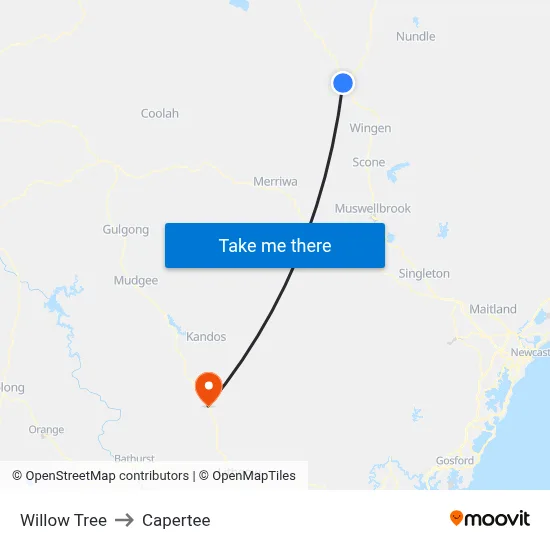 Willow Tree to Capertee map