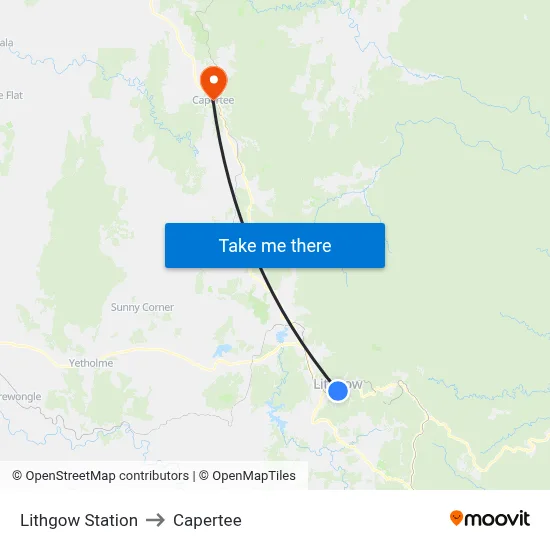 Lithgow Station to Capertee map