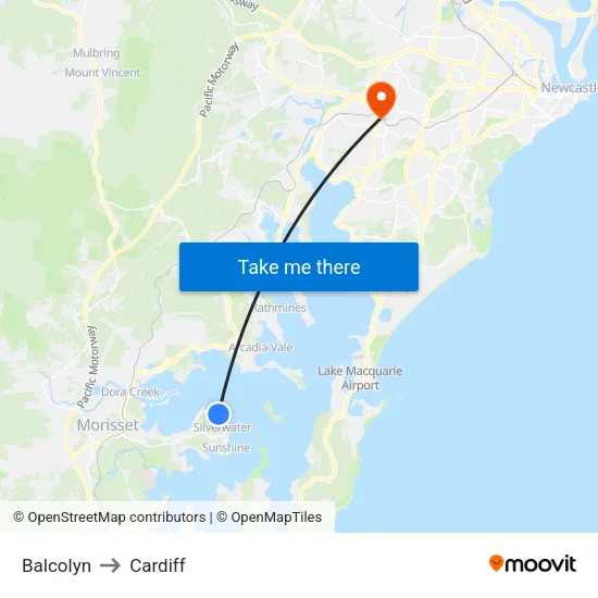 Balcolyn to Cardiff map