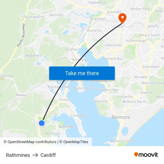 Rathmines to Cardiff map