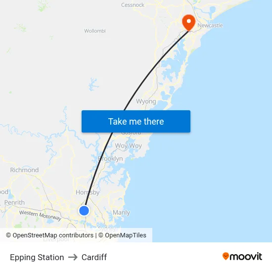 Epping Station to Cardiff map