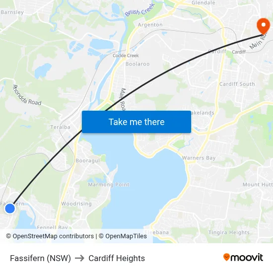 Fassifern (NSW) to Cardiff Heights map