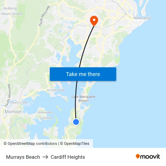 Murrays Beach to Cardiff Heights map