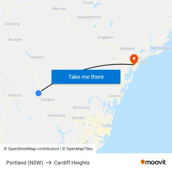 Portland (NSW) to Cardiff Heights map