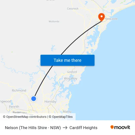 Nelson (The Hills Shire - NSW) to Cardiff Heights map