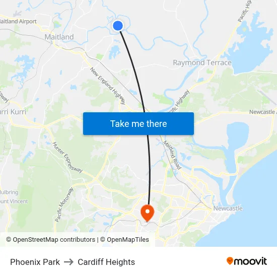 Phoenix Park to Cardiff Heights map