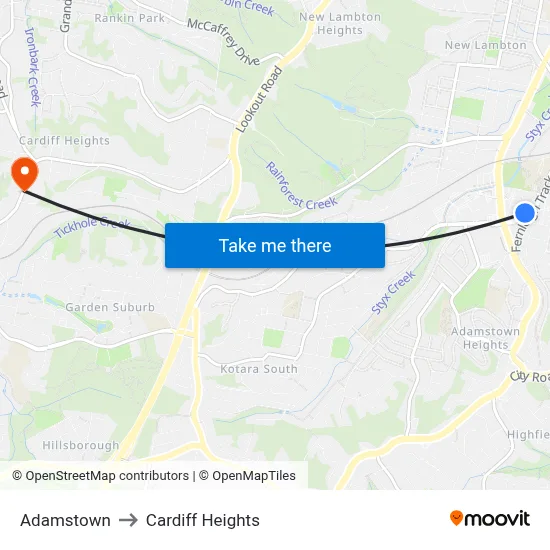 Adamstown to Cardiff Heights map