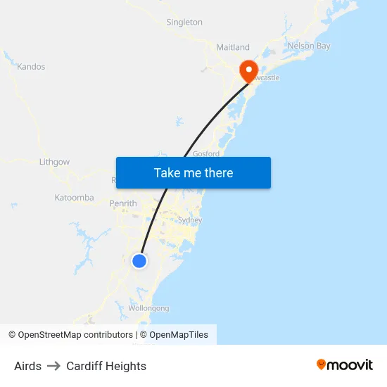 Airds to Cardiff Heights map