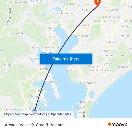 Arcadia Vale to Cardiff Heights map
