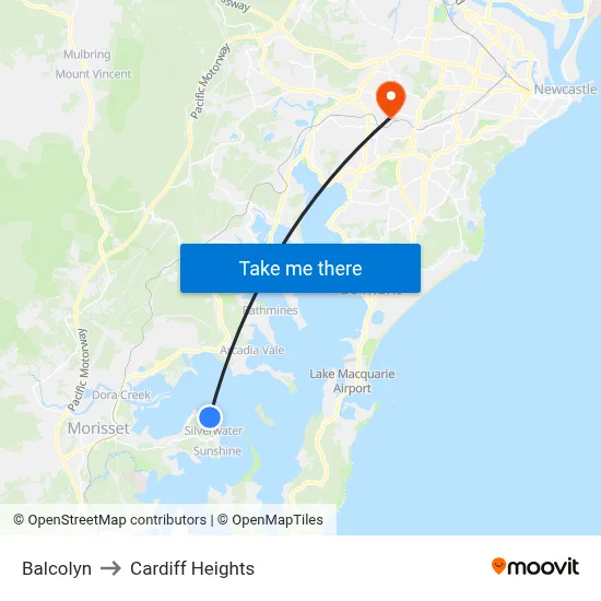 Balcolyn to Cardiff Heights map