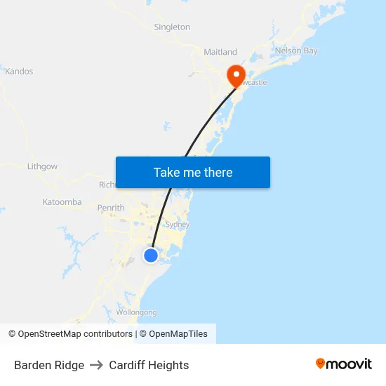 Barden Ridge to Cardiff Heights map