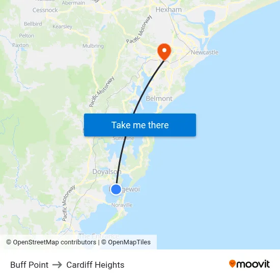 Buff Point to Cardiff Heights map