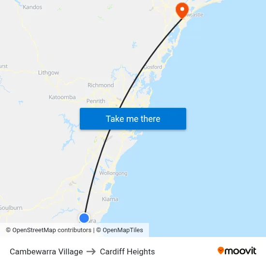 Cambewarra Village to Cardiff Heights map