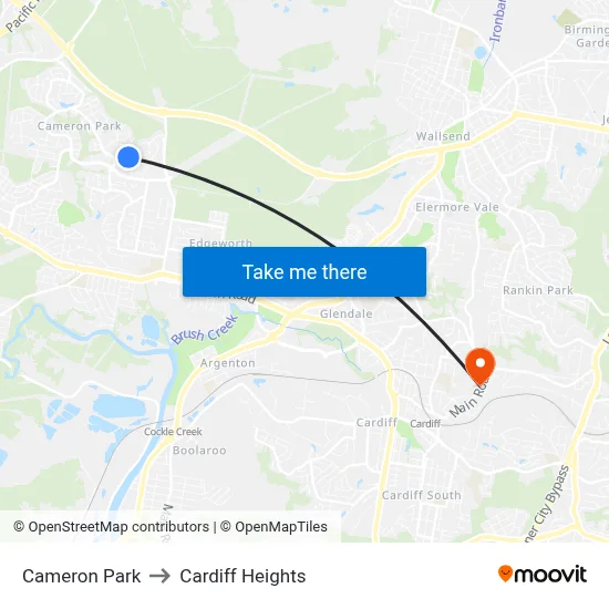 Cameron Park to Cardiff Heights map