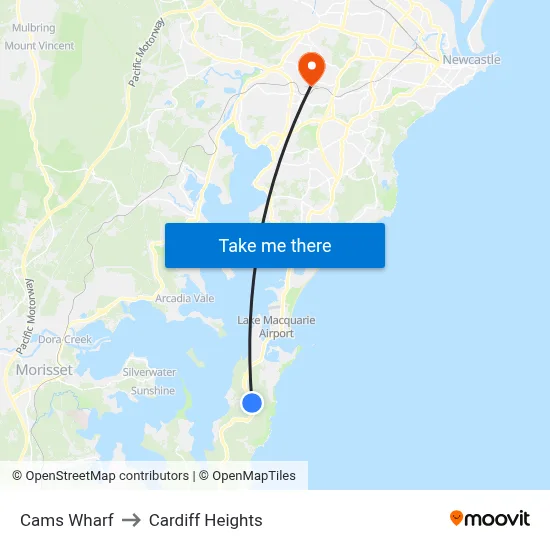 Cams Wharf to Cardiff Heights map
