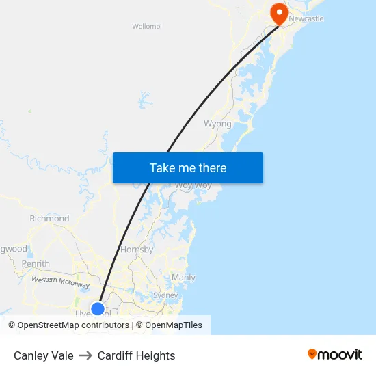 Canley Vale to Cardiff Heights map