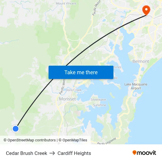 Cedar Brush Creek to Cardiff Heights map