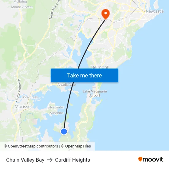 Chain Valley Bay to Cardiff Heights map