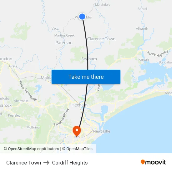 Clarence Town to Cardiff Heights map