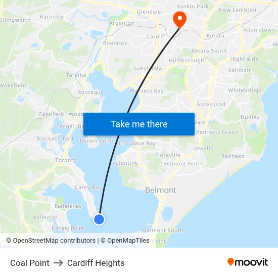Coal Point to Cardiff Heights map