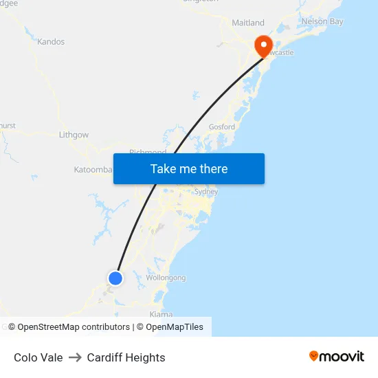 Colo Vale to Cardiff Heights map