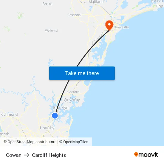 Cowan to Cardiff Heights map