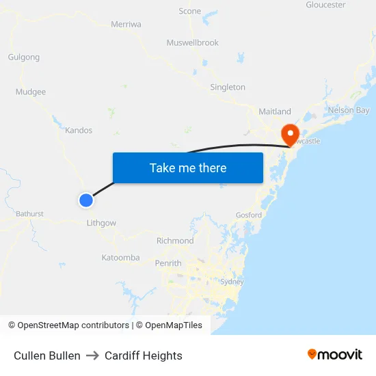 Cullen Bullen to Cardiff Heights map