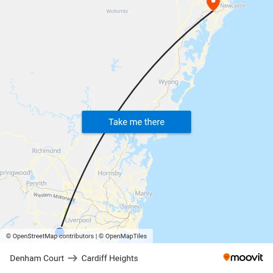 Denham Court to Cardiff Heights map