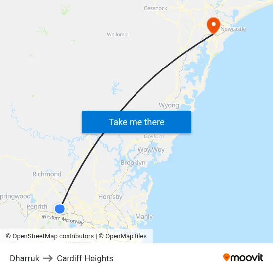 Dharruk to Cardiff Heights map