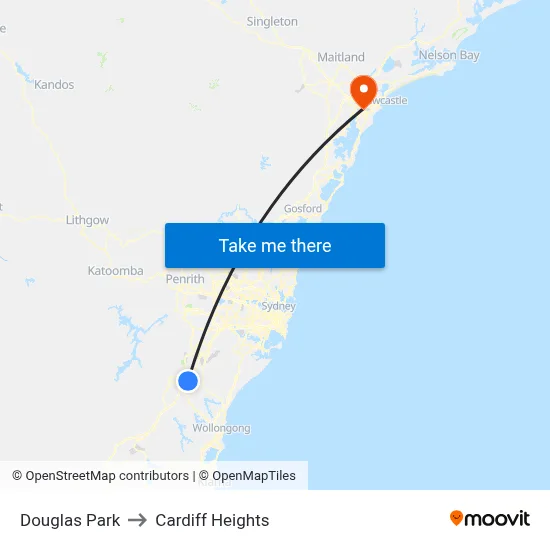 Douglas Park to Cardiff Heights map