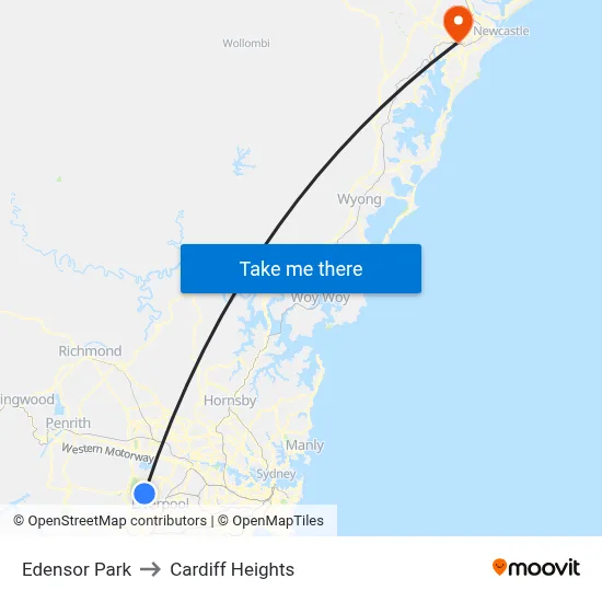 Edensor Park to Cardiff Heights map