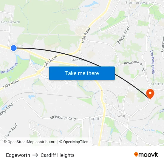 Edgeworth to Cardiff Heights map
