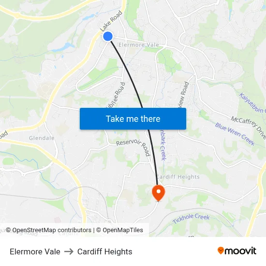 Elermore Vale to Cardiff Heights map